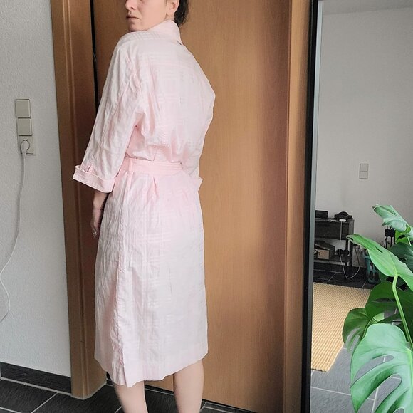 Burberry London Pink Embossed Plaid Belted Button Down Shirt Dress Women's Large - Picture 15 of 15